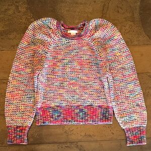 Design History Puff-Shoulder Multicolor Knit Women's Sweater